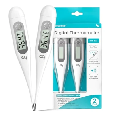 Abbildung von Digitales Fieberthermometer, Rektal, Oral, Achselthermometer Fieber Thermometer für Baby Kinder Erwachsene, Genaue und Schnelle Ablesungen, Wasserdichte Sonde (Silbergrau)