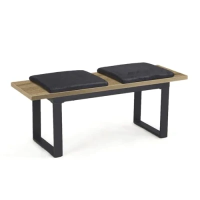 Abbildung von DUBI Möbel Sitzbank LEA Esszimmerbank 120 cm mit Sitzauflagen gepolstert Holzbank für Esszimmer, Flur, Garderobe Metallgestell Industrial modern Design Eiche Optik, 11301 EIDA