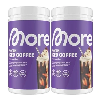 Abbildung von MORE Protein Iced Coffee, Café Frappé Style, 2 x 500 g, Eiskaffee mit wertvollen Proteinen, Kaffee wenig Zucker und Fett made in Germany (Verpackung kann variieren)