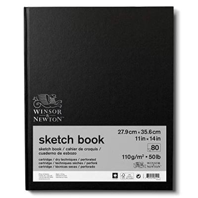 Abbildung von Winsor &amp; Newton 6673019 Skizzenbuch mit 80 Blatt Skizzenpapier, 110 g/m², Hardcover gebunden Rückenleimung, mikroperforieten Blättern 27,9 x 35,6cm