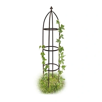Abbildung von relaxdays Rankhilfe Obelisk Metall braun 190 cm