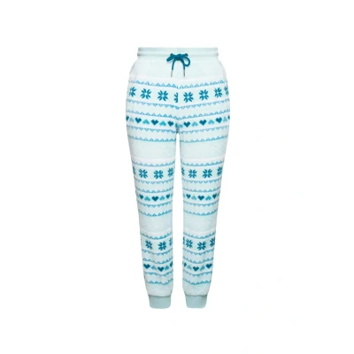 Abbildung von Ulla Popken Alpine Striped Plush Stoffhose, Damen, Größe: 54/56, Baby blue