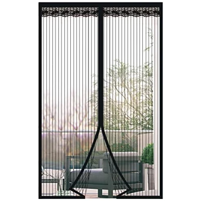 Abbildung von Fliegengitter Magnet Tür, 110x220cm Fliegenvorhang Balkontür Ohne Bohren, Insektenschutz Vorhang, Moskitonetz türe, fliegentüren für Wohnzimmer Terrassentür Schwarz