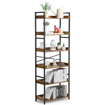 Abbildung von VEVOR Rustikales Bücherregal Standregal Lagerregal Metall 6 Ebenen 30x65x175cm