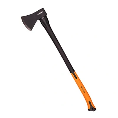Abbildung von Mivos Axt Forstaxt 1600 g mit Glasfaserstiel und Klinge aus Kohlenstoffstahl Länge: 93 cm Universalaxt zur Bearbeitung von Holz Spaltaxt Gummiertes Griffende für Garten Wald