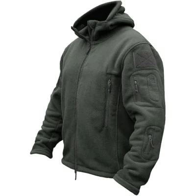 Abbildung von TACVASEN Herren Fleecejacke Military Outdoor Winddichte Jacke mit Kapuze Gr. L, Grau