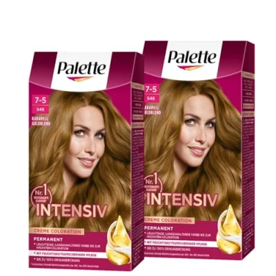 Abbildung von Palette Intensiv Creme Coloration 7 5/546 Karamell Goldblond (2 x 115 ml), permanente Haarfarbe für leuchtende, langanhaltende Farbbrillanz &amp; 100% Grauabdeckung