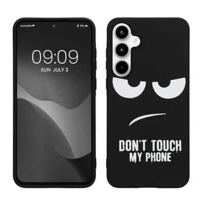 Abbildung von kwmobile Hülle kompatibel mit Samsung Galaxy A55 5G Handyhülle Silikon Case Don&#039;t Touch My Phone Weiß Schwarz