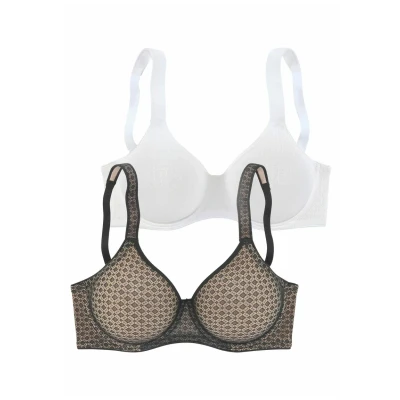 Abbildung von Lascana 2 pack Tshirt BH schwarznougat, Damen, Größe: 95B, Schwarz nougat