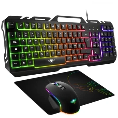 Abbildung von SPIRIT OF GAMER Pro MK5 3 in 1 Gaming Paket Tastatur RGB Anti Ghosting Maus 7 Tasten 3200 DPI rutschfeste Matte kompatibel mit PC/Playstation/Xbox