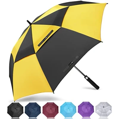Abbildung von ZOMAKE Regenschirm Sturmfest Groß,XXL Golf Umbrella Stockschirm mit Auf Zu Automatik für Herren Damen Travel Schirm Tragegurt(Gelb/Schwarz)
