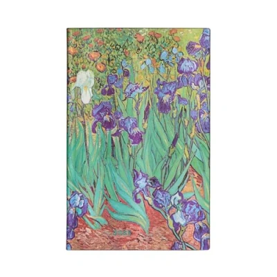Abbildung von Van Gogh’s Irises Maxi 12 month Horizontal Softcover Flexi Dayplanner 2025 (Elastic Band Closure): tydzień na dwóch stronach, zamykany gumkę, papier 100 gsm