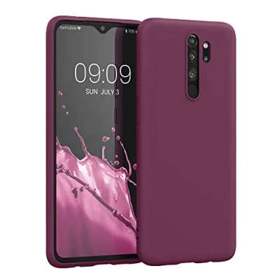 Abbildung von kwmobile Hülle kompatibel mit Xiaomi Redmi Note 8 Pro weiches TPU Silikon Case Cover geeignet für kabelloses Laden Bordeaux Violett
