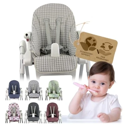 Abbildung von Ersatzbezug Sitzkissen [Bezug für Hochstuhl] kompatibel mit Peg Perego Prima Pappa ZERO3 &amp; SIESTA (grau karriert)