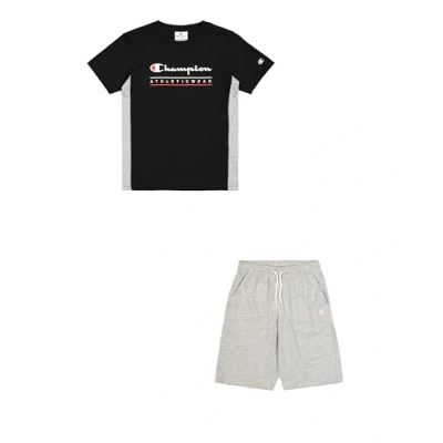 Abbildung von Champion Graphic Crewneck WITH Large LOGO SET Shorts für Kinder, Größe: 126/131, Black/grey