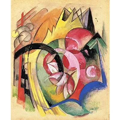 Abbildung von Zhyaunz Bunte Blumen Franz Marc DIY 5D Diamond Painting Kits Kreuzstich Stickerei Voll Runde Handwerk Kunst Geschenk 30x40cm