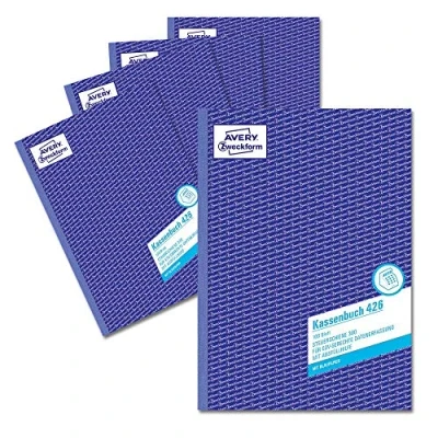 Abbildung von AVERY Zweckform 426 5 Kassenbuch (A4, 100 Blatt, 1 Blatt Blaupapier, nach Steuerschiene 300, EDV gerechte Datenerfassung, von Rechtsexperten geprüft, für DE, ordnungsgemäße Buchführung) 5er Pack, weiß