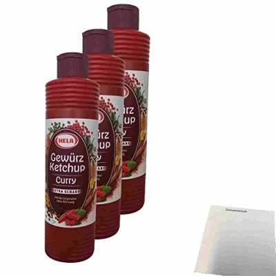 Abbildung von Hela Curry Gewürz Ketchup extra scharf 3er Pack (3x800ml Flasche) + usy Block