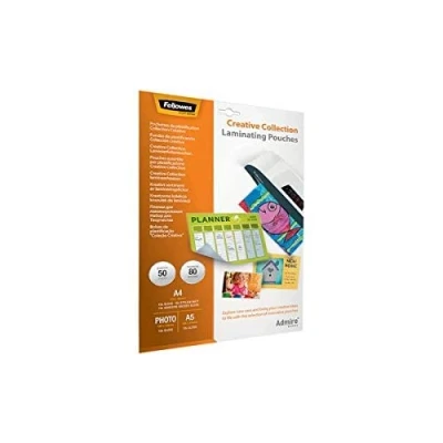 Abbildung von Fellowes Laminierfolien Set Creative Collection mit verschiedenen (A4, A5, 10 x 15 cm), 80 Mikron 2 80), 50 Stück
