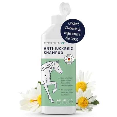 Abbildung von PFERDEPFLEGE24 Pferde Shampoo Anti Juckreiz 500ml lindern &amp; Haut regenerien Natürliches Pferdeshampoo gegen Juckreiz, Milben, Pilz , Floh Parasiten