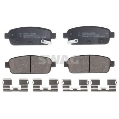 Abbildung von SWAG 40 91 6894 Bremsbelagsatz Hinterachse mit akustischer Verschleißwarnung Befestigungsmaterial OPEL: Astra J Sports Tourer, Zafira C Tourer