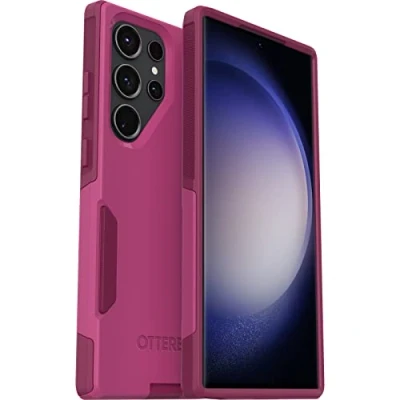 Abbildung von OtterBox Schutzhülle für Galaxy S23 Ultra Commuter Series Into The Fuchsia (Pink), schlank und robust, taschenfreundlich, mit Portschutz