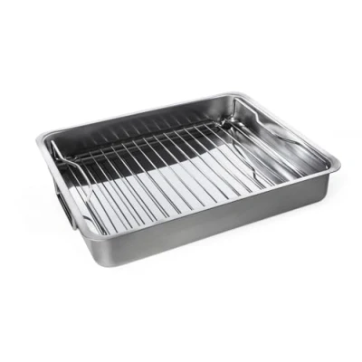 Abbildung von IKEA Koncis Ofenform mit Rost, Edelstahl, Silber, 40 x 32 7 cm
