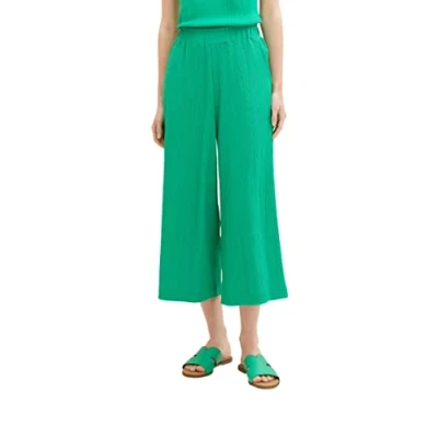 Abbildung von TOM TAILOR Denim Damen 1036854 Basic Culotte Hose, 17327 Vibrant Light Green, M