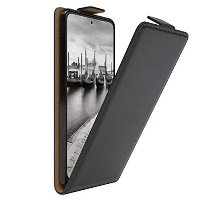 Abbildung von EAZY Case Hülle kompatibel mit Xiaomi Mi 10T Lite 5G Flip Cover zum Aufklappen, Handyhülle aufklappbar, Schutzhülle, Flipcover, Flipcase, Flipstyle vertikal klappbar, aus Kunstleder, Schwarz