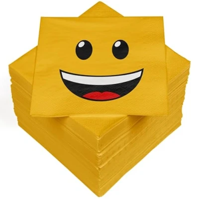 Abbildung von HEKU 100 Servietten, 3 lagig, 33x33cm I Saugstark und praktisch verpackt Ideal für Hochzeiten, Jubiläen besondere Anlässe, Smiley