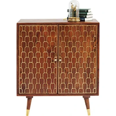 Abbildung von Kare Design Kommode Muskat, kleine Kommode, schmales Sideboard mit 2 Türen, goldenen Akzenten, Retro Look, Vintage, Wohnzimmer, Schlafzimmer, Flur, Aufbewahrung, Stauraum, (H/B/T) 90x75x40 cm
