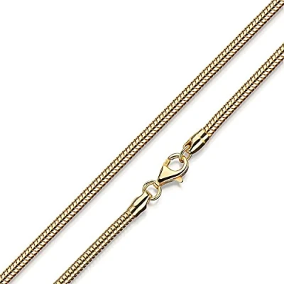 Abbildung von MATERIA 925 Silber Schlangenkette Gold Damen Halskette Collier vergoldet 3mm in 40 80 cm + Box #K54, Länge Halskette:50