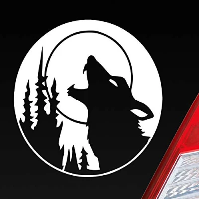 Abbildung von Hellweg Druckerei Wolf Heulen Tuning Tier Animal Werfolf Auto Aufkleber Sticker Heckscheibenaufkleber