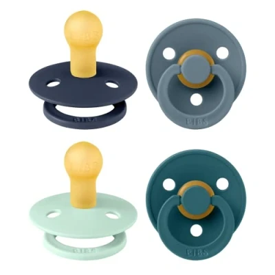 Abbildung von BIBS Colour Schnuller 4er Pack, BPA frei, Kirschform Nippel. Naturkautschuk / Latex, Hergestellt in Dänemark. 0 6 Monate (4er Pack), Baby Boy Colours