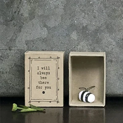 Abbildung von East of India Porzellan Streichholzbox mit Bieneninsekten, sentimentales Geschenk, I Will Always Bee There for You, Ornament, Geschenk