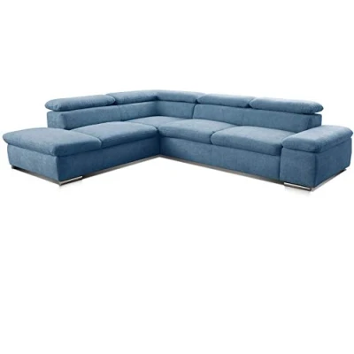 Abbildung von Cavadore Ecksofa Alkatraz / Großes Sofa in L Form mit Ottomanen links und verstellbaren Kopfstützen/ Modernes Design 274 x 66 228 cm Blau