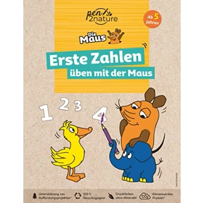 Abbildung von Erste Zahlen üben mit der Maus. Für Kinder ab 5 Jahren: Nachhaltiges Vorschulbuch den von 1 bis 10 und Rätseln. kleine Fans Sendung Maus (pen2nature Die Maus)