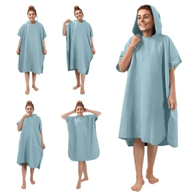 Abbildung von JEMIDI Badeponcho Unisex Surf Poncho aus Mikrofaser Tuch für Erwachsene Bademantel Damen und Herren Badetuch mit Kapuze schnelltrocknend