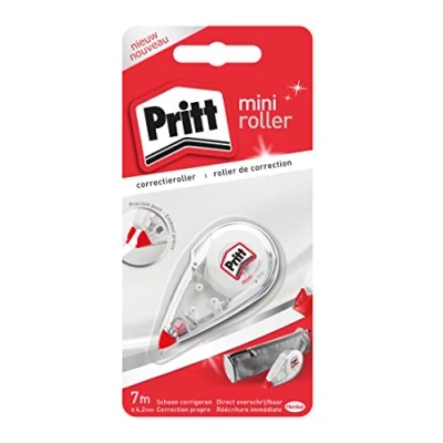 Abbildung von Pritt Mini Korrekturroller, perfekte Deckkraft ohne zu verschmieren, mit Präzisionsspitze für genaues Korrigieren, 4,2 mm x 7 m, 5 er Pack
