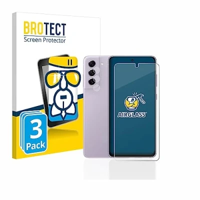 Abbildung von BROTECT Schutzglas für Samsung Galaxy S21 FE 5G (Display+Kamera) (3 Stück) Schutzfolie Panzer Folie Glas [Extrem Kratzfest 9H, Anti Fingerprint,