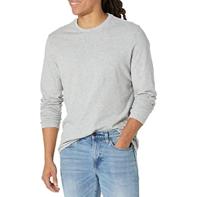 Abbildung von Amazon Essentials Herren Langärmeliges T Shirt, Schmale Passform, Hellgrau Meliert, S