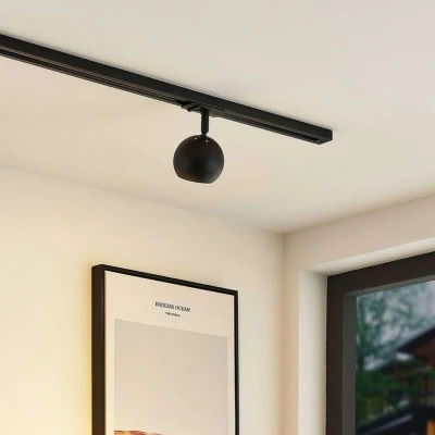 Abbildung von Lindby Schienenspot Linaro, GU10, Ø 9 cm, schwarz, 1 Phasen