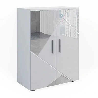 Abbildung von Vicco Midischrank Irma, Weiß Hochglanz mit Einsätzen, 60 x 81 cm Dekospiegel