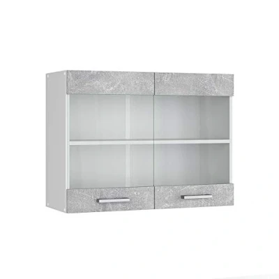 Abbildung von Vicco Glashängeschrank R Line, Beton/Weiß, 80 cm
