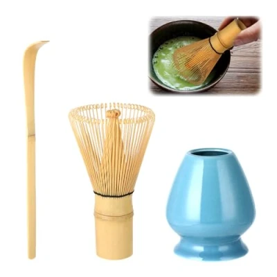 Abbildung von Wenrescry Matcha Set, Tee Set mit Bambus Schneebesen, 80 Zinken, Handarbeit, Traditionell Japanische Teezeremonie, Grüner Pulver 3 teiliges Geschenk Einfach zu Reinigen