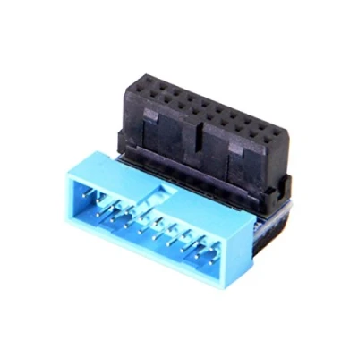 Abbildung von JSER USB 3.0 20 poliger Stecker auf Buchse, Verlängerungsadapter, nach unten abgewinkelt, 90 Grad, kompatibel für Motherboard Mainboard