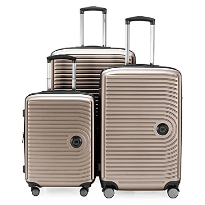 Abbildung von HAUPTSTADTKOFFER Mitte 3er Kofferset Handgepäckskoffer 55 cm, mittelgroßer Koffer 68 cm + großer Reisekoffer 77 Hartschale ABS, TSA, Champagner