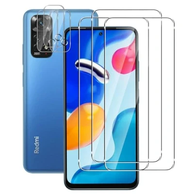 Abbildung von FWKDWHPH [3+3 Stück Temperglas Schutzfolie für Xiaomi Redmi Note 11 4G Panzerglas und Kamera Schutzfolie,9H Härte,kratzfest,blasenfrei,HD Displayschutz