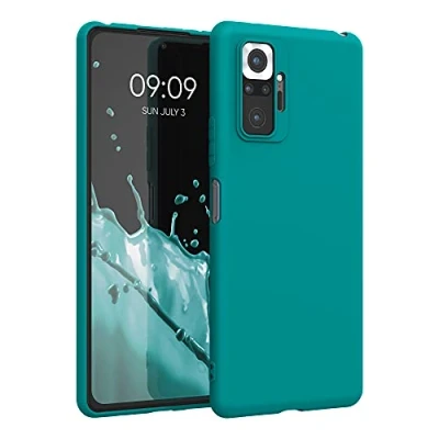 Abbildung von kwmobile Hülle kompatibel mit Xiaomi Redmi Note 10 Pro weiches TPU Silikon Case Cover geeignet für kabelloses Laden Petrol matt