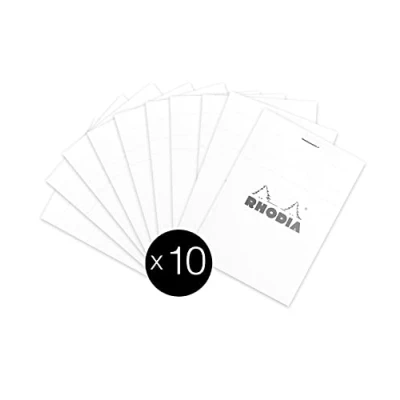 Abbildung von Rhodia 12201C Packung mit 10 Notizblöcken No.12, 8,5x12cm 80 Blätter kariert 80g, Weiß, 1 Pack